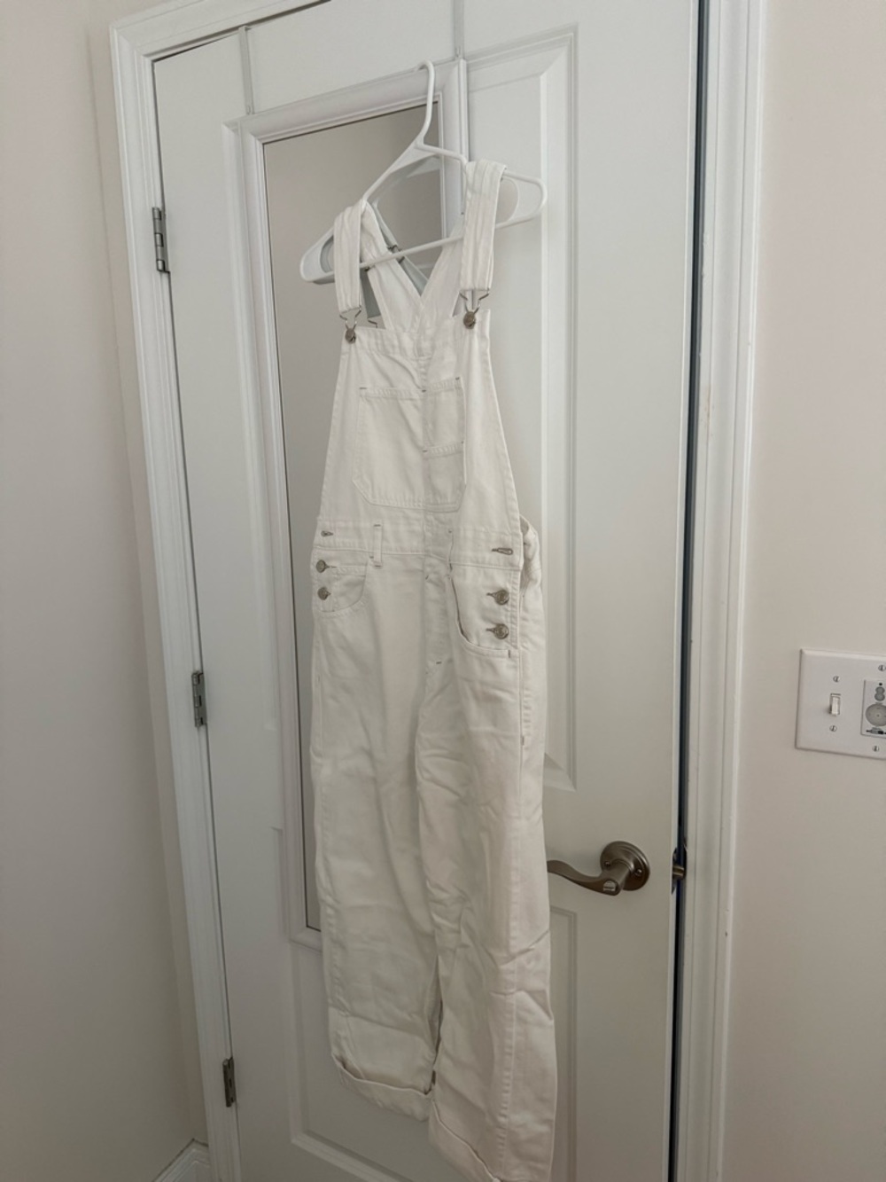 We The Free Cream Utility Denim Overalls
